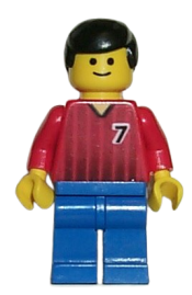 LEGO Soccer Player - Red and Blue Team with Number 7 minifigure