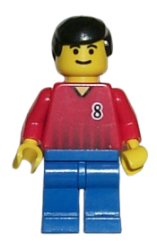 LEGO Soccer Player - Red and Blue Team with Number 8 minifigure