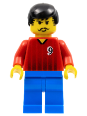 LEGO Soccer Player - Red and Blue Team with Number 9 minifigure