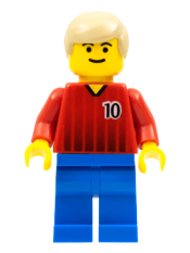 LEGO Soccer Player - Red and Blue Team with Number 10 minifigure