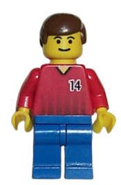 LEGO Soccer Player - Red and Blue Team with Number 14 minifigure