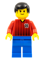 LEGO Soccer Player - Red and Blue Team with Number 18 minifigure