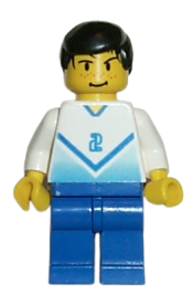 LEGO Soccer Player White & Blue Team with shirt  #2 minifigure