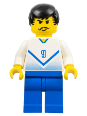 LEGO Soccer Player White & Blue Team with shirt  #9 minifigure