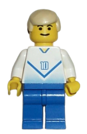 LEGO Soccer Player White & Blue Team with shirt #10 minifigure