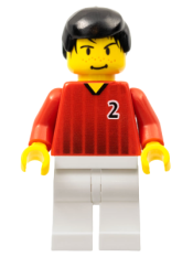 LEGO Soccer Player - Red and White Team with Number 2 minifigure