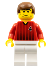 LEGO Soccer Player - Red and White Team with Number 4 minifigure