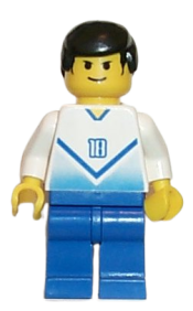 LEGO Soccer Player White & Blue Team with shirt #18 minifigure