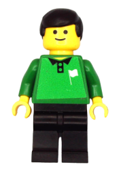 LEGO Soccer Referee Green, Line - Black Legs, White Flag Torso Sticker (Shell) minifigure