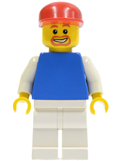 LEGO Plain Blue Torso with White Arms, White Legs, Red Cap (Soccer Fan) minifigure