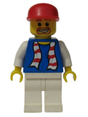 LEGO Soccer Fan Blue - White Legs, Striped Scarf Torso Sticker minifigure