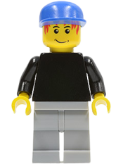 LEGO Plain Black Torso with Black Arms, Light Bluish Gray Legs, Blue Cap (Soccer Goalie) minifigure