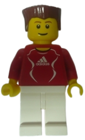 LEGO Soccer Player Red - Adidas Logo, Red and White Torso Stickers (#2) minifigure