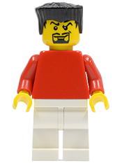 LEGO Plain Red Torso with Red Arms, White Legs, Black Flat Top Hair (Soccer Player) minifigure