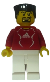 LEGO Soccer Player Red - Adidas Logo, Red and White Torso Stickers (#5) minifigure