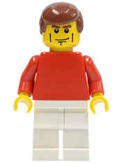 LEGO Plain Red Torso with Red Arms, White Legs, Reddish Brown Male Hair (Soccer Player) minifigure