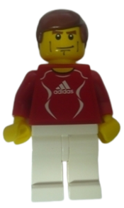 LEGO Soccer Player Red - Adidas Logo, Red and White Torso Stickers (#7) minifigure