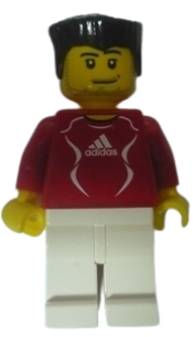 LEGO Soccer Player Red - Adidas Logo, Red and White Torso Stickers (#10) minifigure