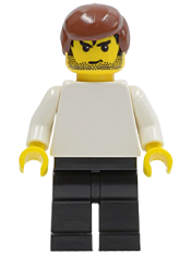 LEGO Plain White Torso with White Arms, Black Legs, Reddish Brown Male Hair (Soccer Player) minifigure