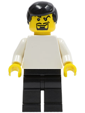 LEGO Plain White Torso with White Arms, Black Legs, Black Male Hair, Goatee (Soccer Player) minifigure