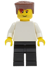 LEGO Plain White Torso with White Arms, Black Legs, Reddish Brown Flat Top Hair (Soccer Player) minifigure