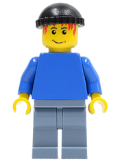 LEGO Plain Blue Torso with Blue Arms, Sand Blue Legs, Black Knit Cap (Soccer Player) minifigure