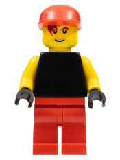 LEGO Plain Black Torso with Yellow Arms, Black Hands, Red Legs, Red Cap (Soccer Goalie) minifigure