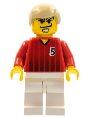 LEGO Soccer Player - Red and White Team with Number 5 minifigure