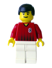 LEGO Soccer Player - Red and White Team with Number 8 minifigure