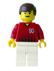 LEGO Soccer Player - Red and White Team with Number 14 minifigure