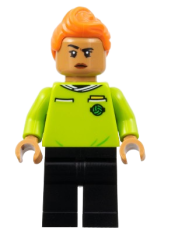 LEGO Soccer Referee - Orange Hair, Lime Jersey, Black Legs minifigure