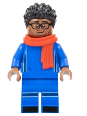 LEGO Soccer Spectator - Blue Soccer Uniform, Red Scarf, Black Hair, Glasses minifigure