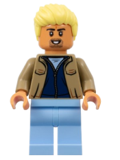 LEGO Soccer Spectator - Layered Dark Tan and Dark Blue Jackets, Bright Light Blue Legs, Bright Light Yellow Hair minifigure