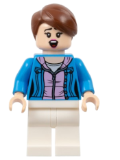 LEGO Soccer Spectator - Dark Azure Jacket, Bright Pink Shirt, White Legs, Reddish Brown Hair minifigure