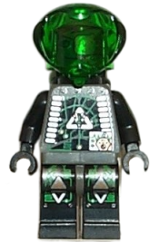 LEGO Insectoids Zotaxian Alien - Male, Gray and Black with Green Circuits and Silver Hoses, with Air Tanks (Professor Webb / Locust) minifigure
