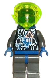 LEGO Insectoids Zotaxian Alien - Female, Gray and Blue with Silver Circuits, with Air Tanks (Gypsy Moth / Navigator Sharp) minifigure