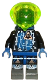 LEGO Insectoids Zotaxian Alien - Male, Black and Blue with Silver Circuits, with Air Tanks (Captain Wizer / Captain Zec) minifigure