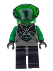 LEGO Insectoids Zotaxian Alien - Male, Gray and Green with Green Circuits and Silver Hoses (Danny Longlegs / Corporal Steel) minifigure