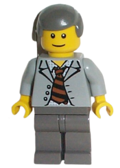 LEGO Scientist With Open Jacket, Black and Brown Stripe Tie and Plaid Shirt minifigure