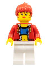 LEGO Female with Crop Top and Navel Pattern - LEGO Logo on Back, Red Hair minifigure