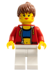 LEGO Female with Crop Top and Navel Pattern - LEGO Logo on Back, Reddish Brown Hair minifigure