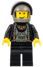 LEGO Boat Driver, Black with Dark Gray Helmet, Black Visor minifigure