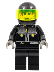 LEGO Male Actor 3, Driver, Black Helmet, Trans-Neon Green Visor minifigure