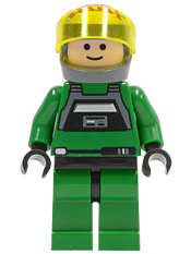 LEGO Rebel Pilot A-wing - Light Nougat Head, Trans-Yellow Visor, Green Jumpsuit minifigure