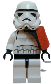 LEGO Sandtrooper - Orange Pauldron (Solid), No Survival Backpack, No Dirt Stains, Helmet with Solid Mouth Pattern and Solid Black Head minifigure