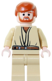 LEGO Obi-Wan Kenobi - Light Nougat, Dark Orange Hair, Tan Legs, Gold Headset minifigure