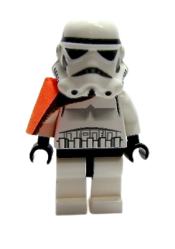 LEGO Sandtrooper - Orange Pauldron (Solid), No Survival Backpack, No Dirt Stains, Helmet with Dotted Mouth Pattern and Solid Black Head minifigure