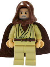LEGO Obi-Wan Kenobi - Old, Light Nougat, Reddish Brown Hood and Cape minifigure