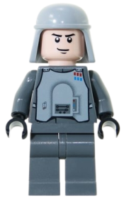 LEGO Imperial Officer with Battle Armor (Captain / Commandant / Commander) - Dark Bluish Gray Legs, Smirk minifigure