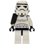 LEGO Sandtrooper - Black Pauldron (Solid), Survival Backpack, No Dirt Stains, Helmet with Dotted Mouth Pattern and Solid Black Head minifigure